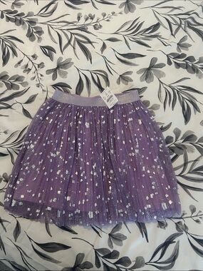 Crewcuts Purple Glitter Tulle Skirt with Silver Foil